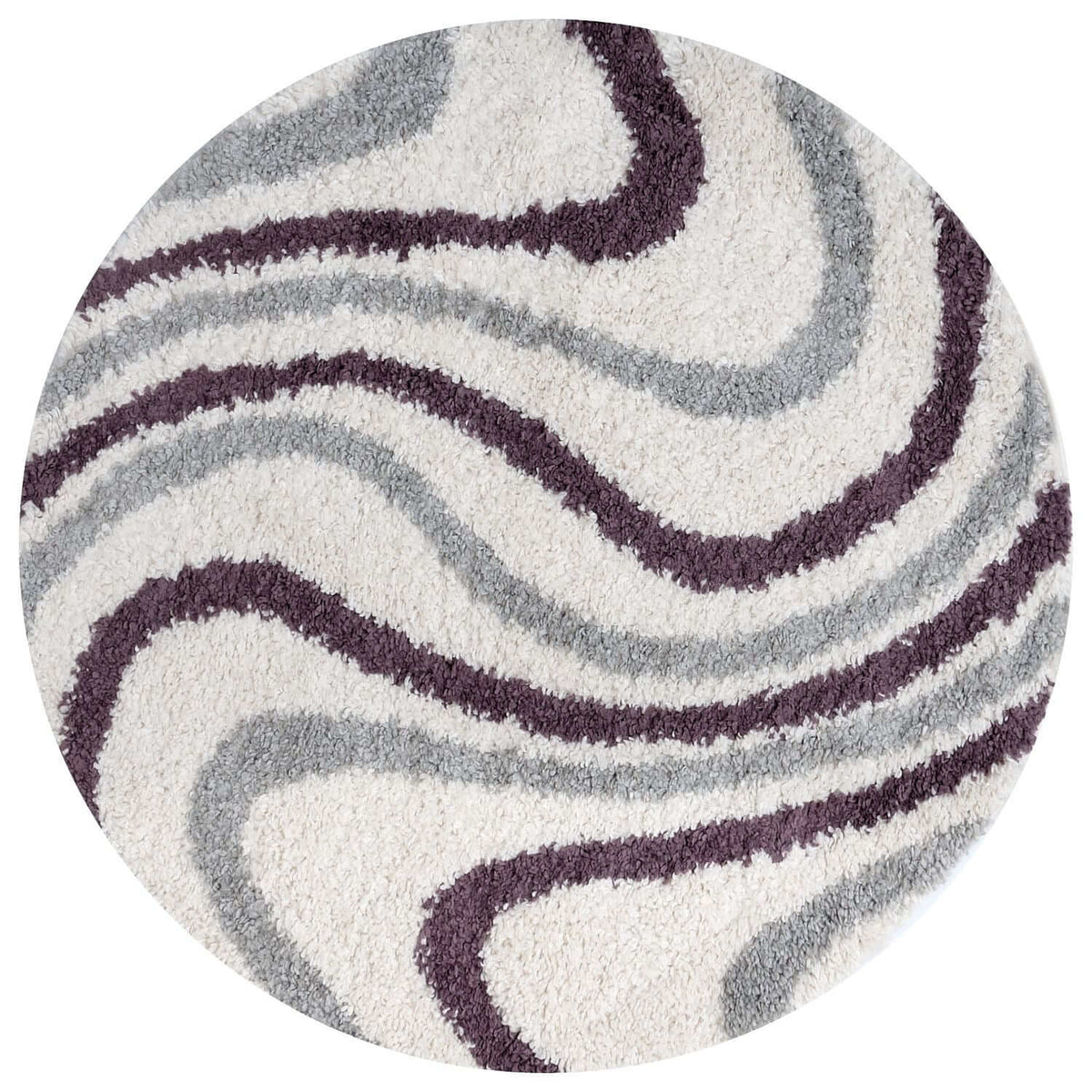 Moodi Shaggy Grey/Purple Smokeberry Rug Ø 120 cm