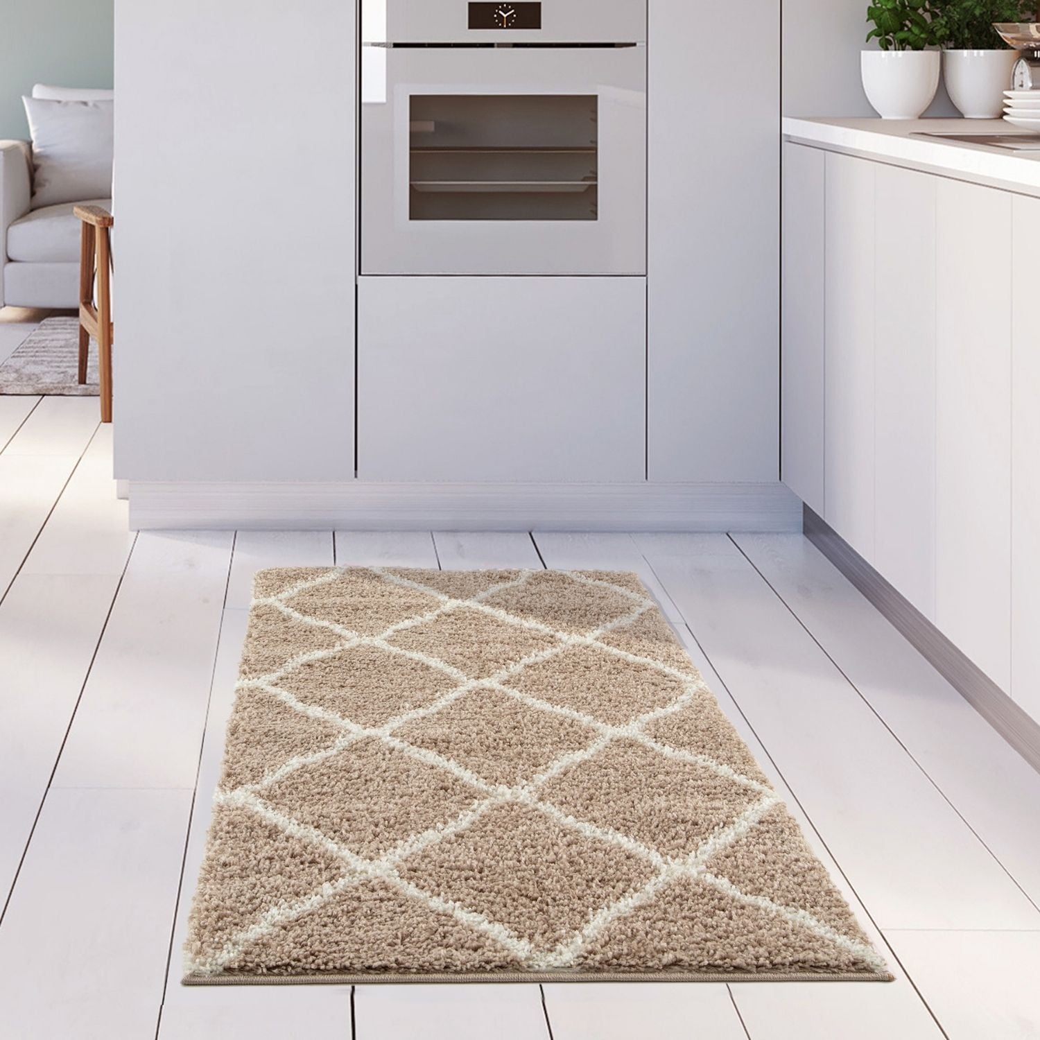 Moroccan Beige Shaggy Rug