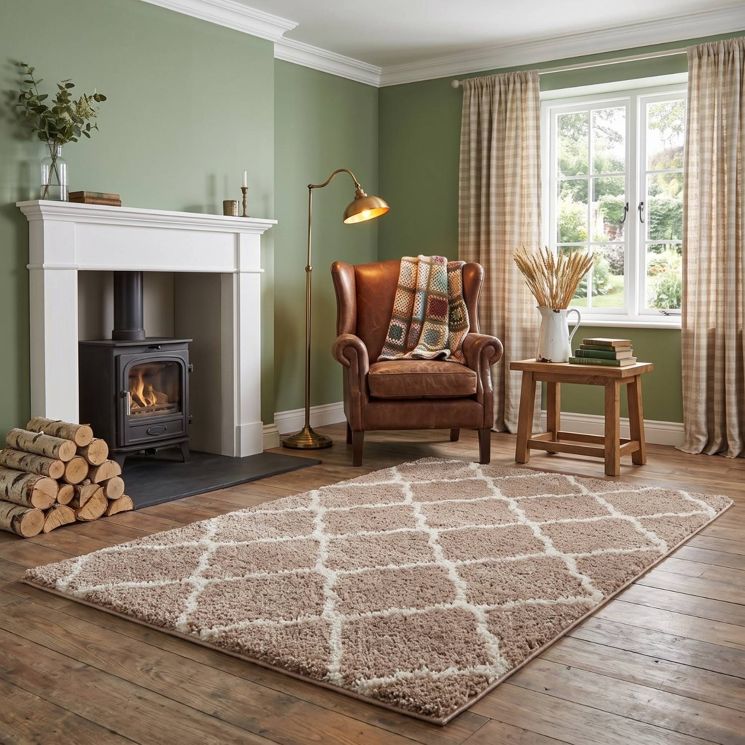 Moroccan Beige Shaggy Rug