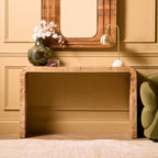 Natural Burl Wood Curved Console Table