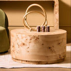 Natural Burl Wood Round Coffee Table