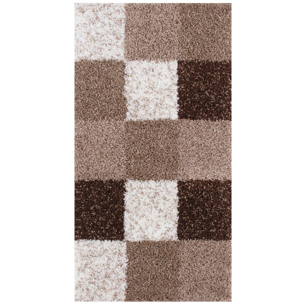 Geometric Brown Shaggy Rug