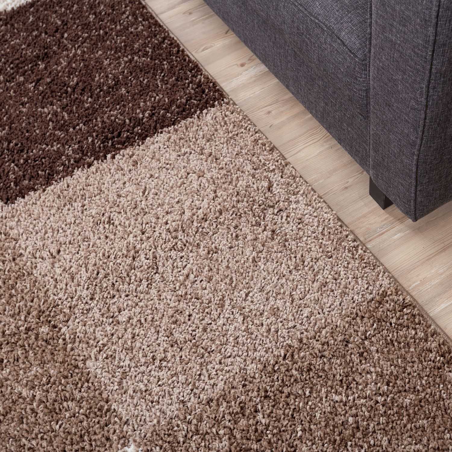 Geometric Brown Shaggy Rug