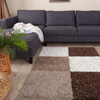 Geometric Brown Shaggy Rug