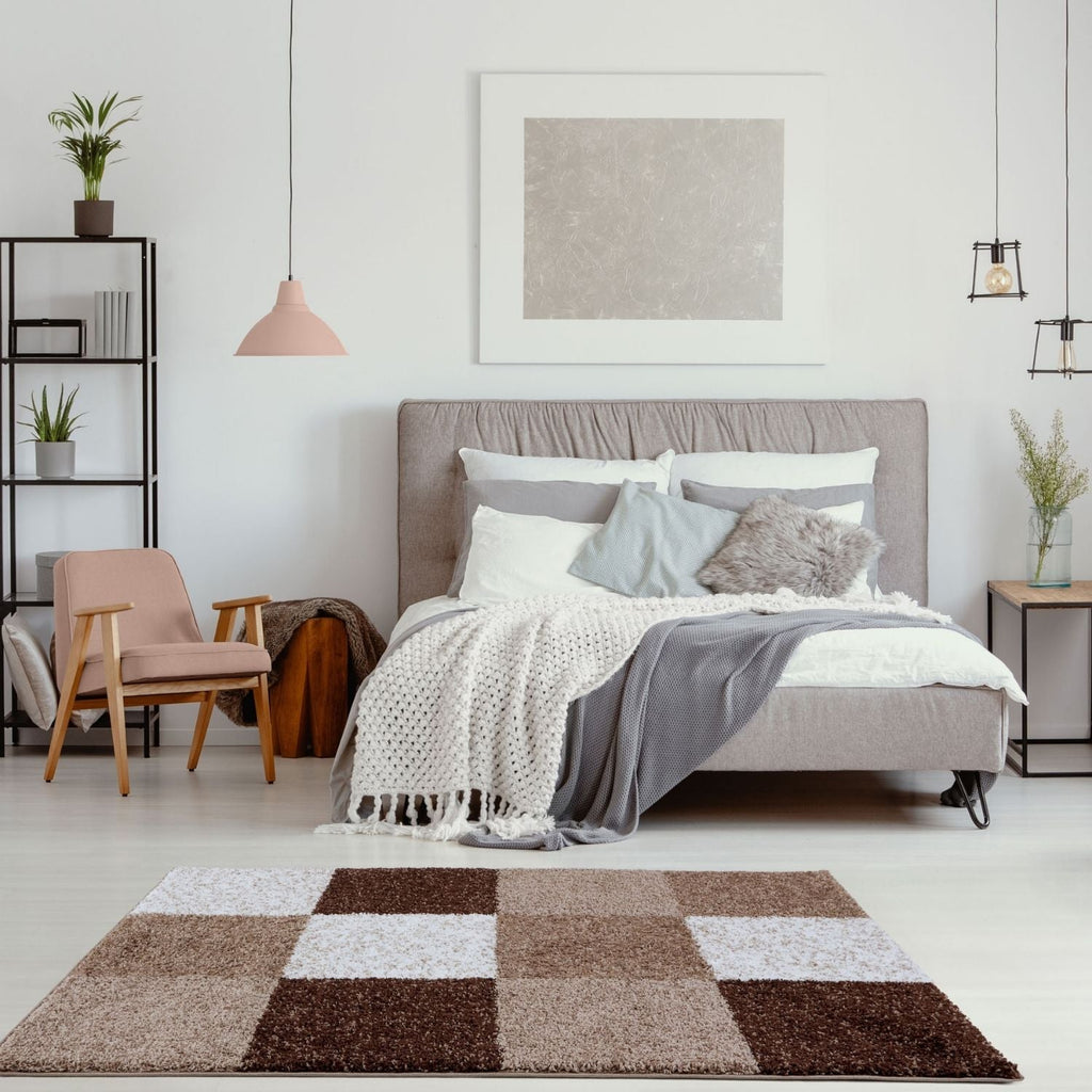 Geometric Brown Shaggy Rug