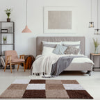 Geometric Brown Shaggy Rug