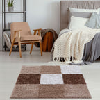 Geometric Brown Shaggy Rug