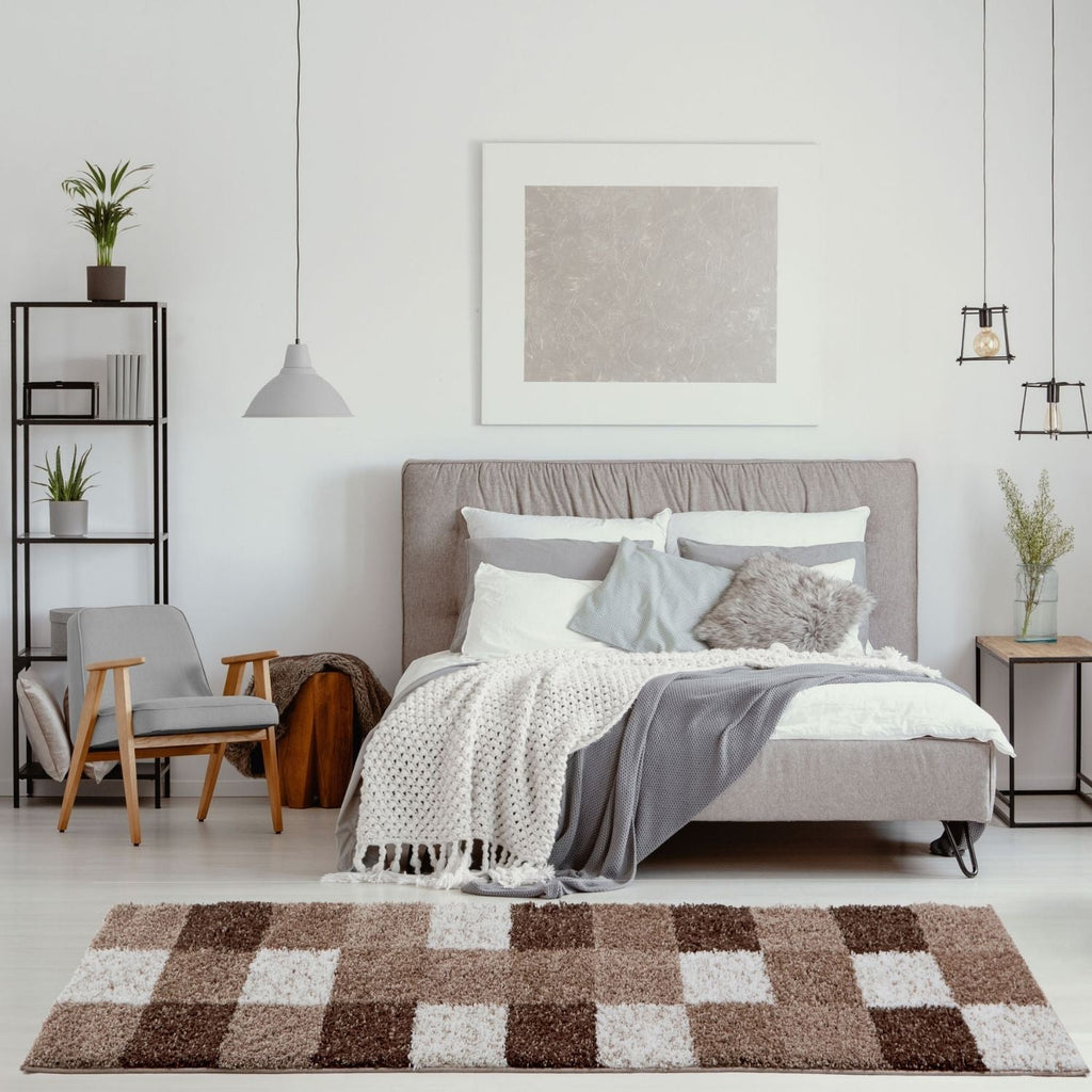 Geometric Brown Shaggy Rug