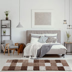 Geometric Brown Shaggy Rug