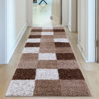 Geometric Brown Shaggy Rug