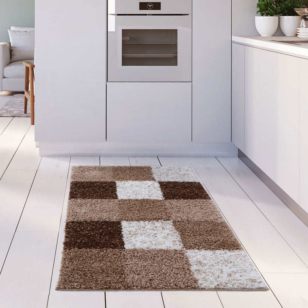 Geometric Brown Shaggy Rug