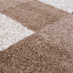 Geometric Brown Shaggy Rug