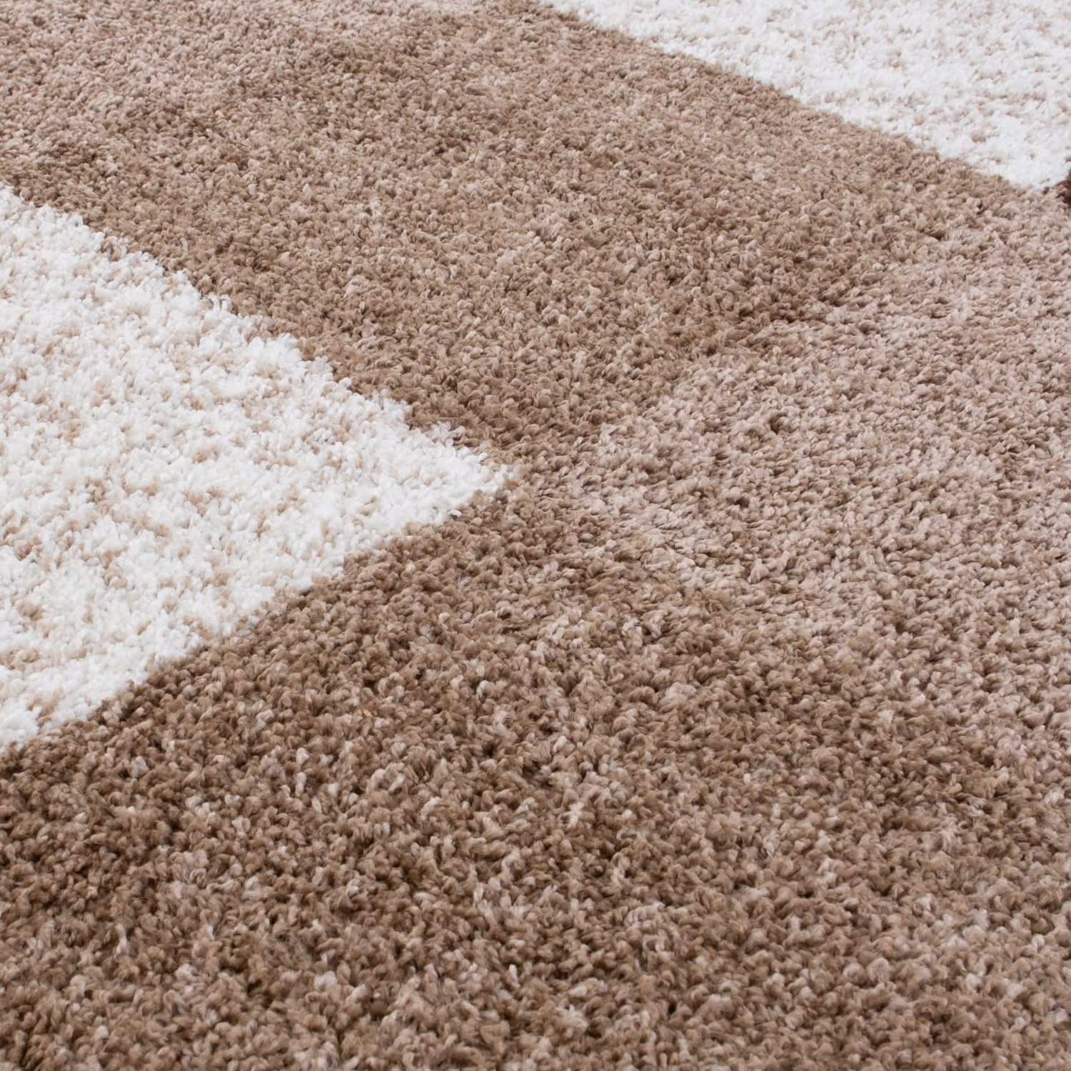 Geometric Brown Shaggy Rug