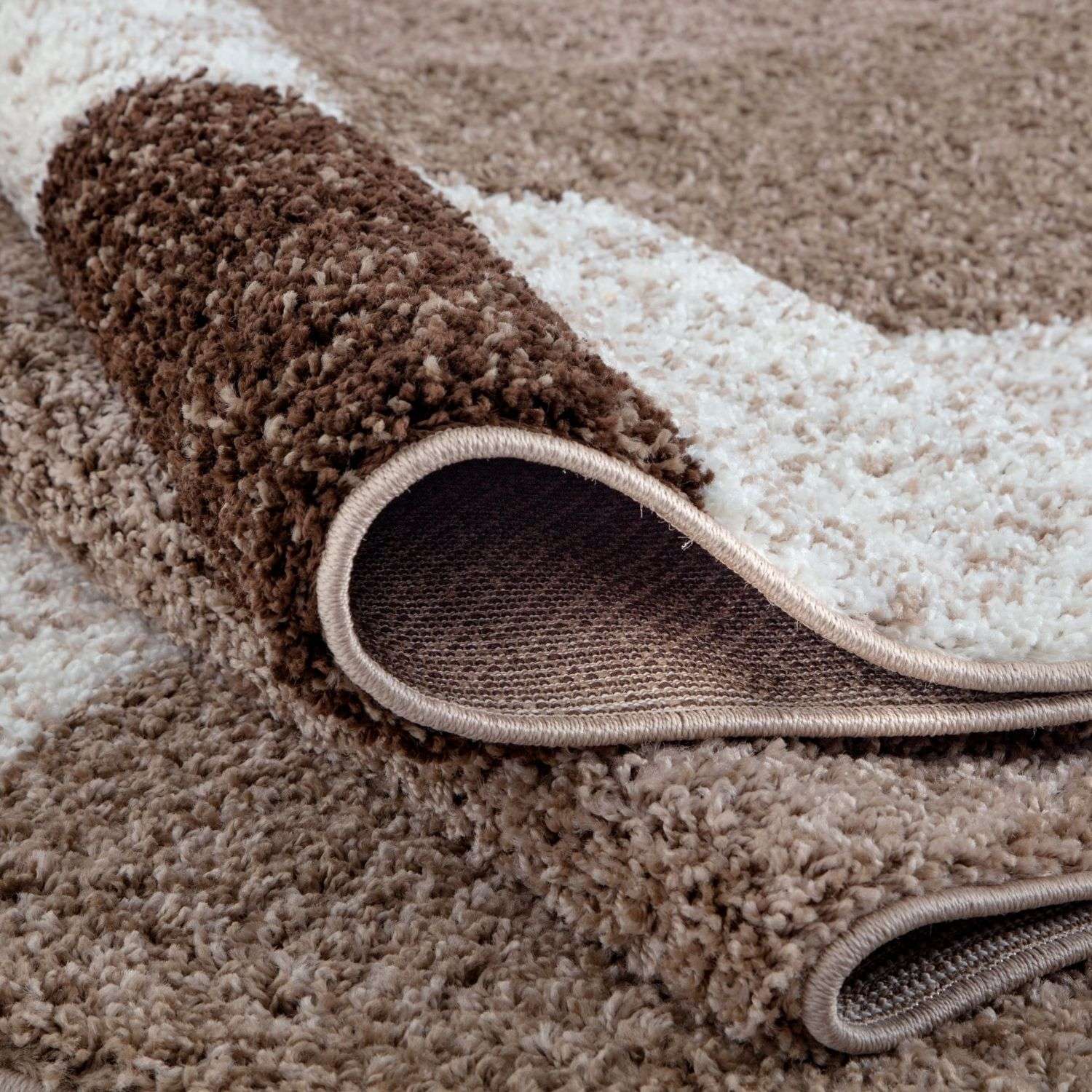 Geometric Brown Shaggy Rug