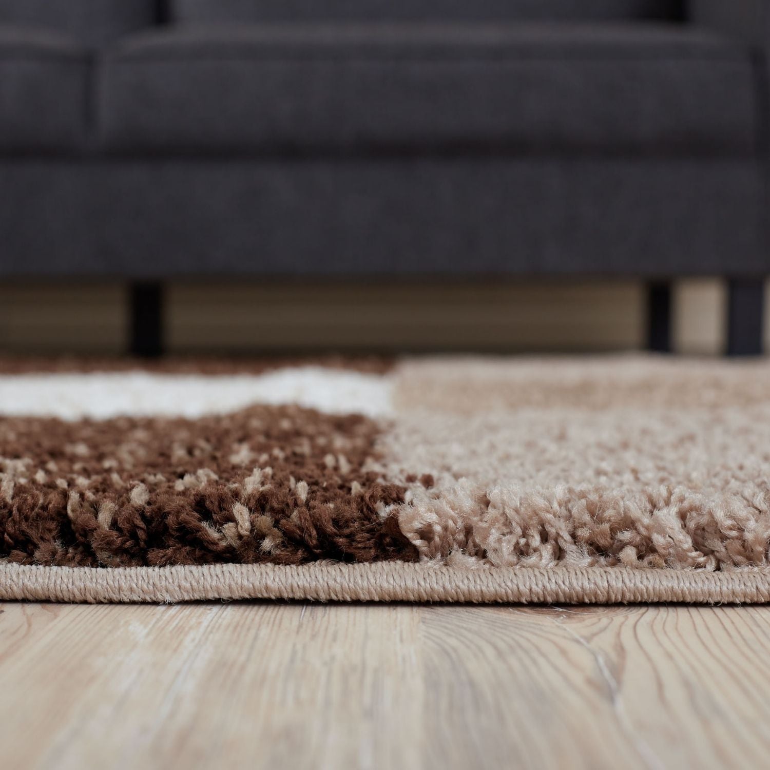 Geometric Brown Shaggy Rug