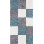 Geometric Duck Egg Blue Shaggy Rug