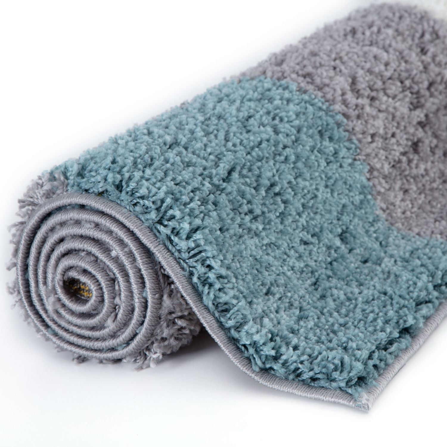 Geometric Duck Egg Blue Shaggy Rug