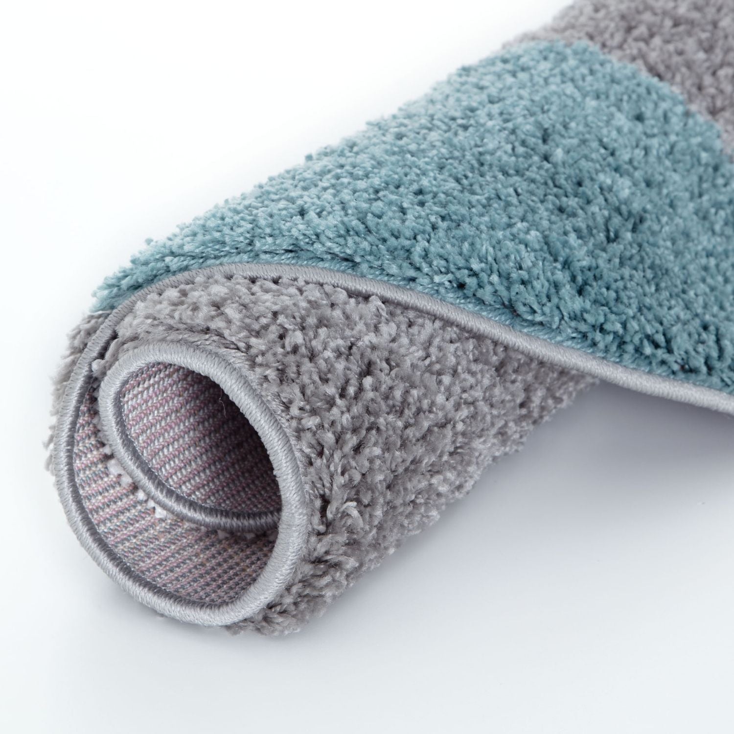Geometric Duck Egg Blue Shaggy Rug
