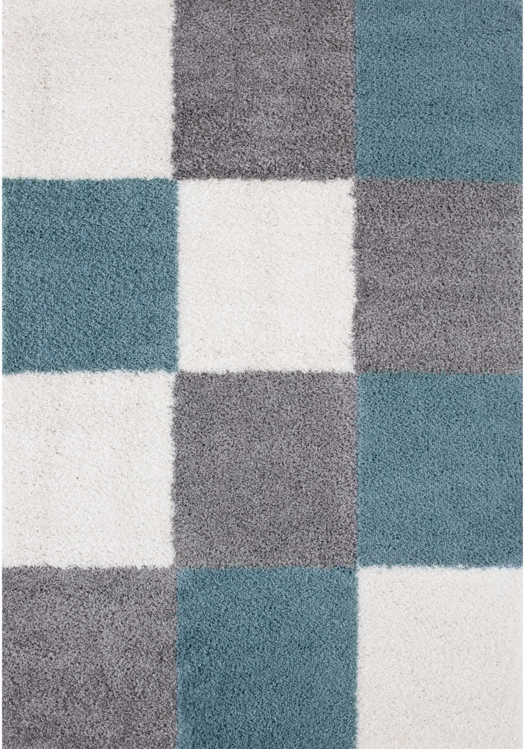 Geometric Duck Egg Blue Shaggy Rug