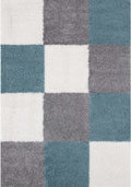 Geometric Duck Egg Blue Shaggy Rug