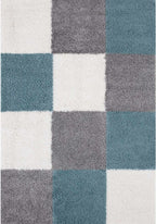 Geometric Duck Egg Blue Shaggy Rug