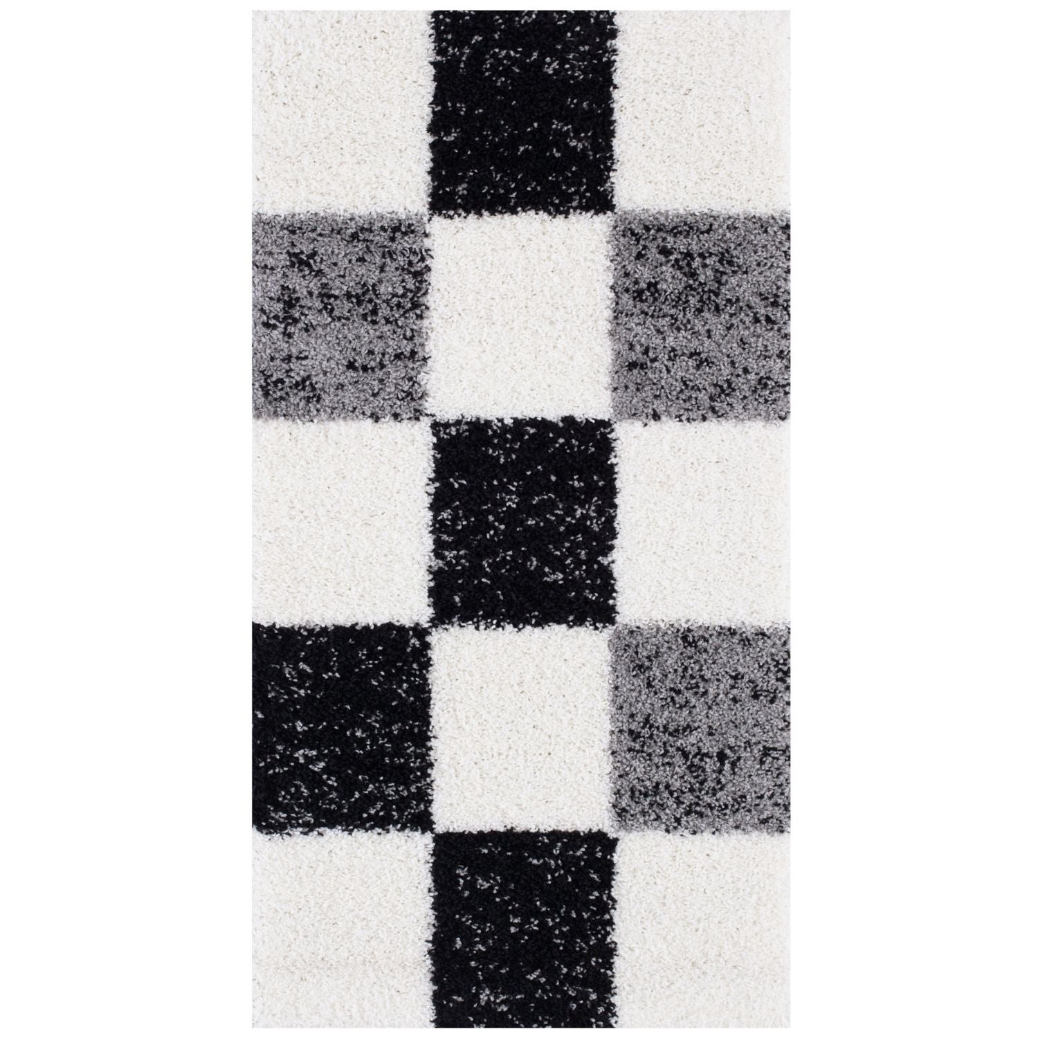 Geometric Grey Shaggy Rug