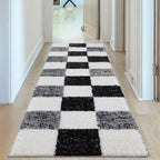 Geometric Grey Shaggy Rug