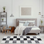 Geometric Grey Shaggy Rug