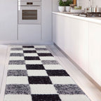 Geometric Grey Shaggy Rug
