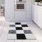 Geometric Grey Shaggy Rug
