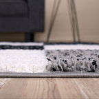 Geometric Grey Shaggy Rug