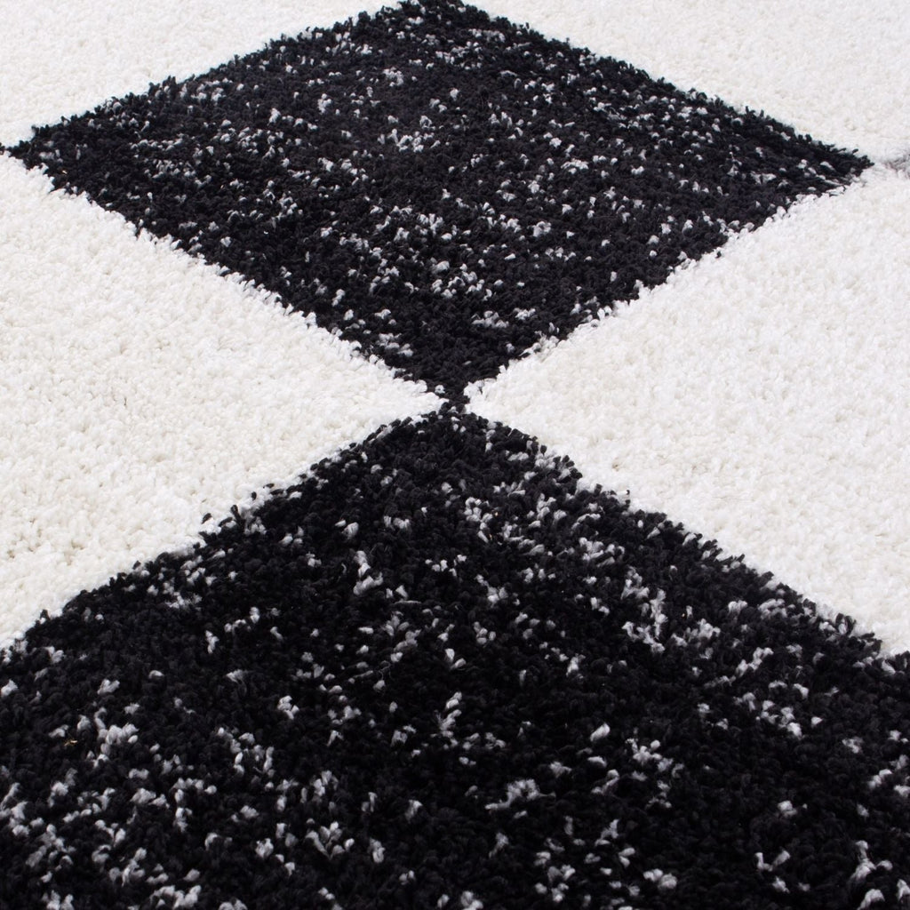 Geometric Grey Shaggy Rug
