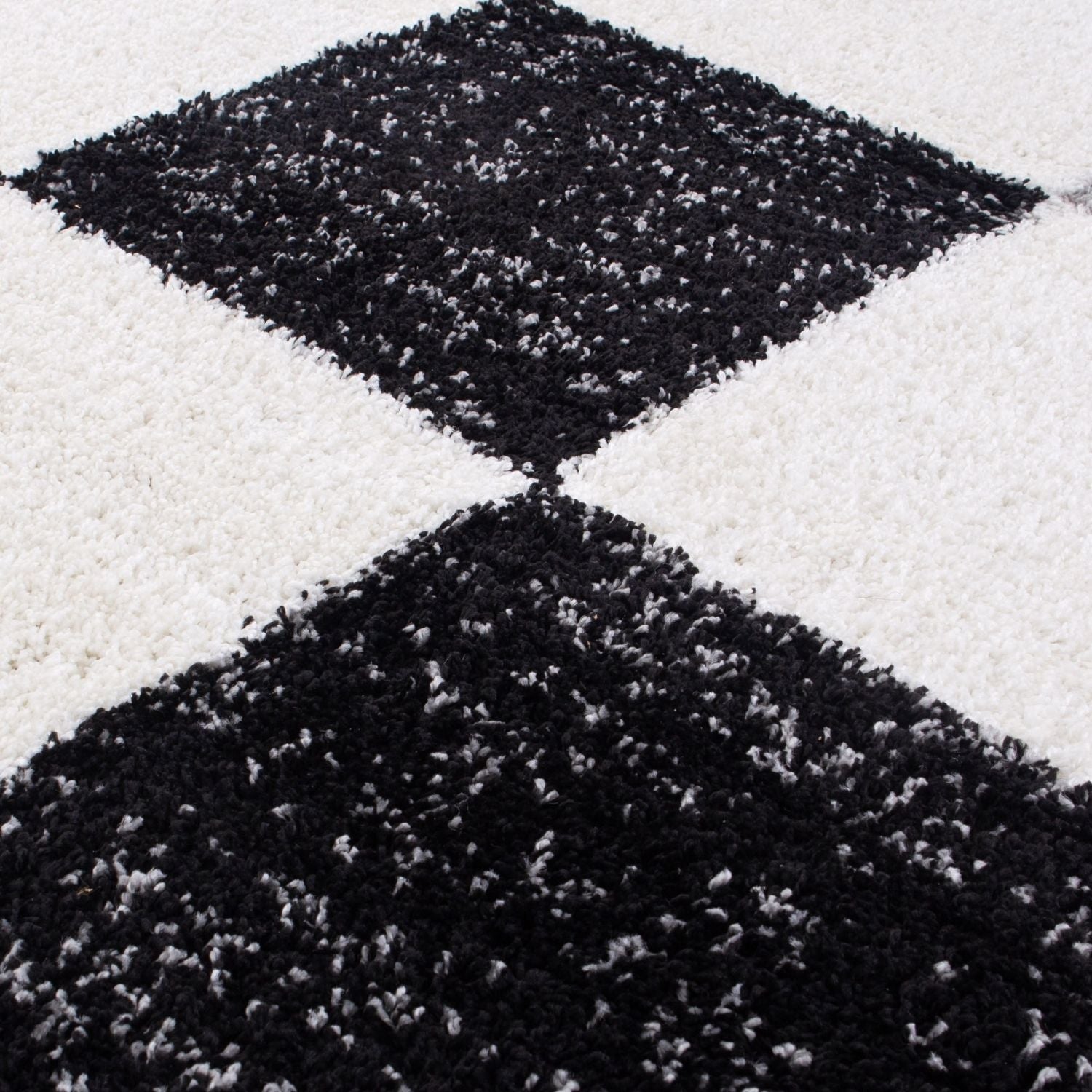 Geometric Grey Shaggy Rug