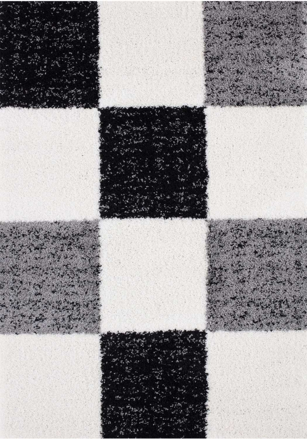 Geometric Grey Shaggy Rug
