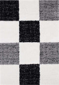 Geometric Grey Shaggy Rug