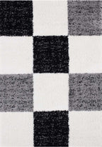 Geometric Grey Shaggy Rug