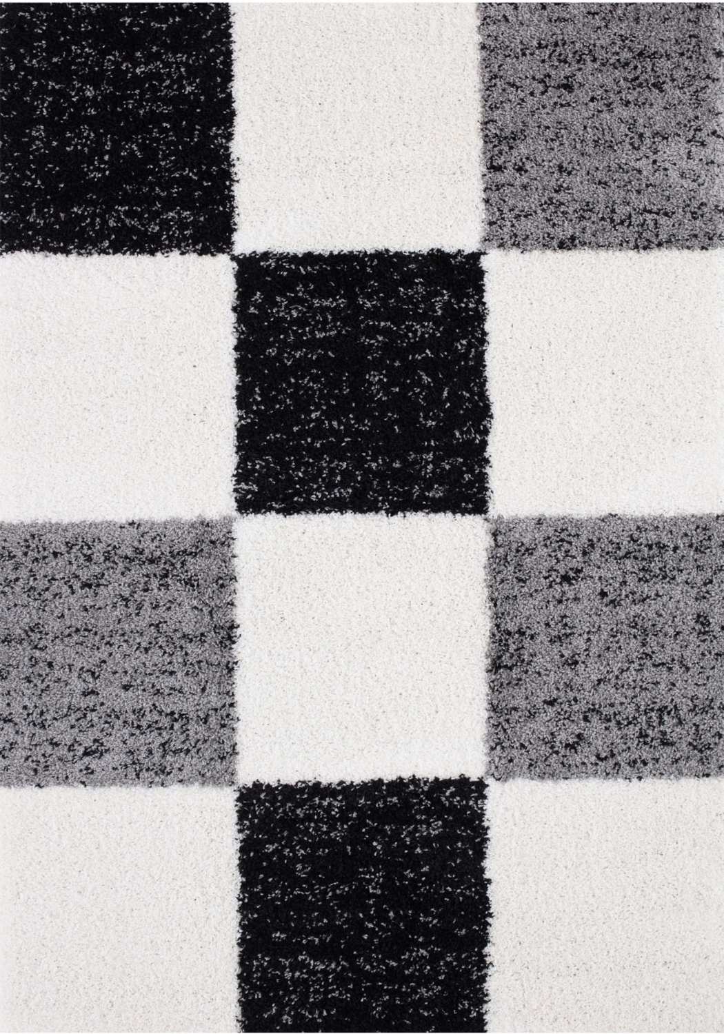 Geometric Grey Shaggy Rug