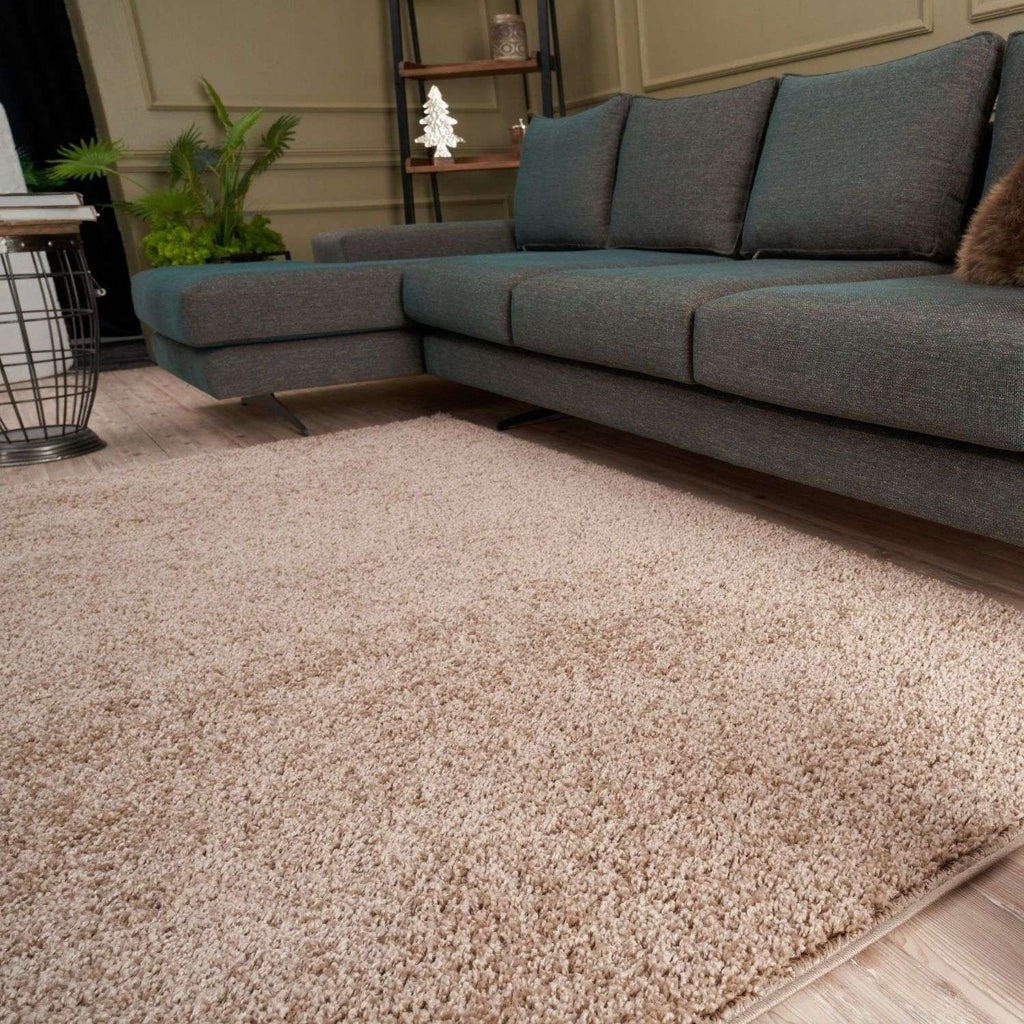 Solid Beige Shaggy Rug
