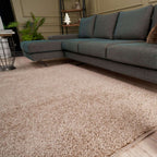 Solid Beige Shaggy Rug