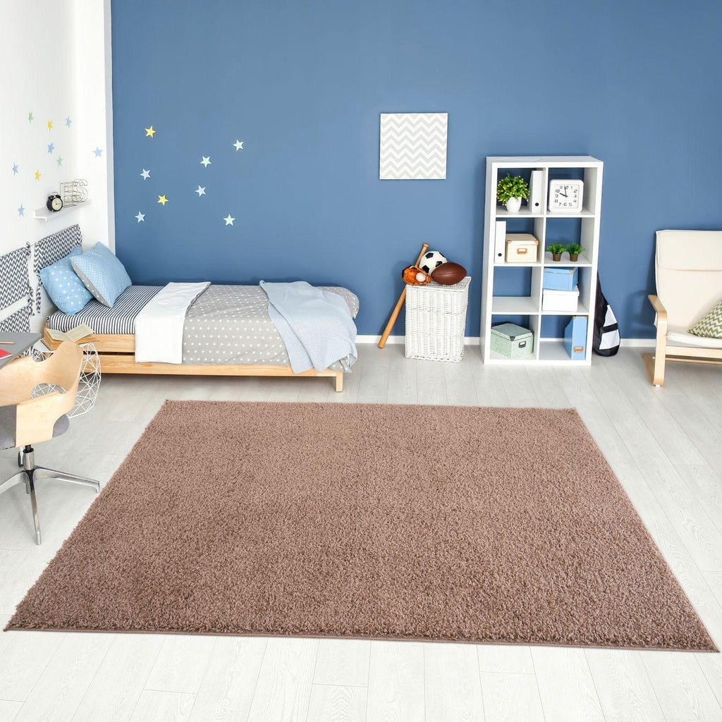 Solid Beige Shaggy Rug