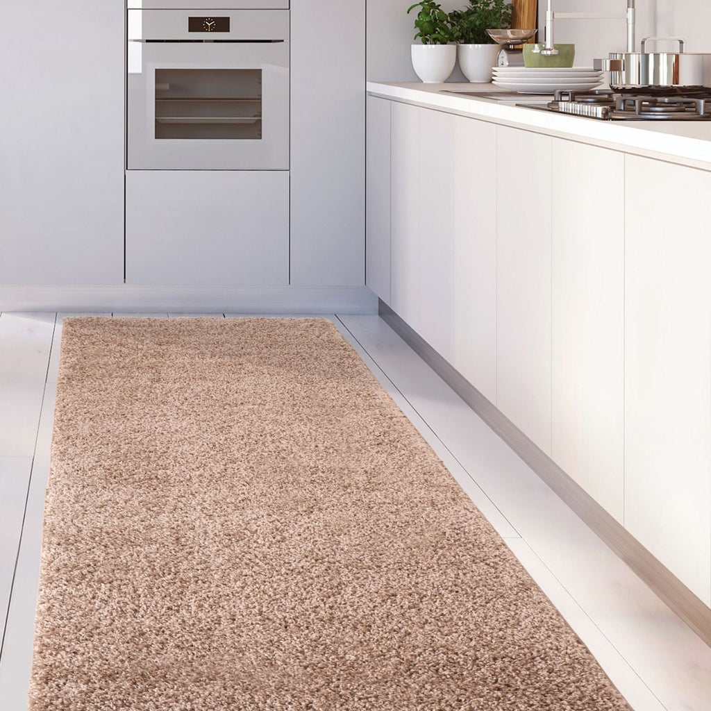 Solid Beige Shaggy Rug