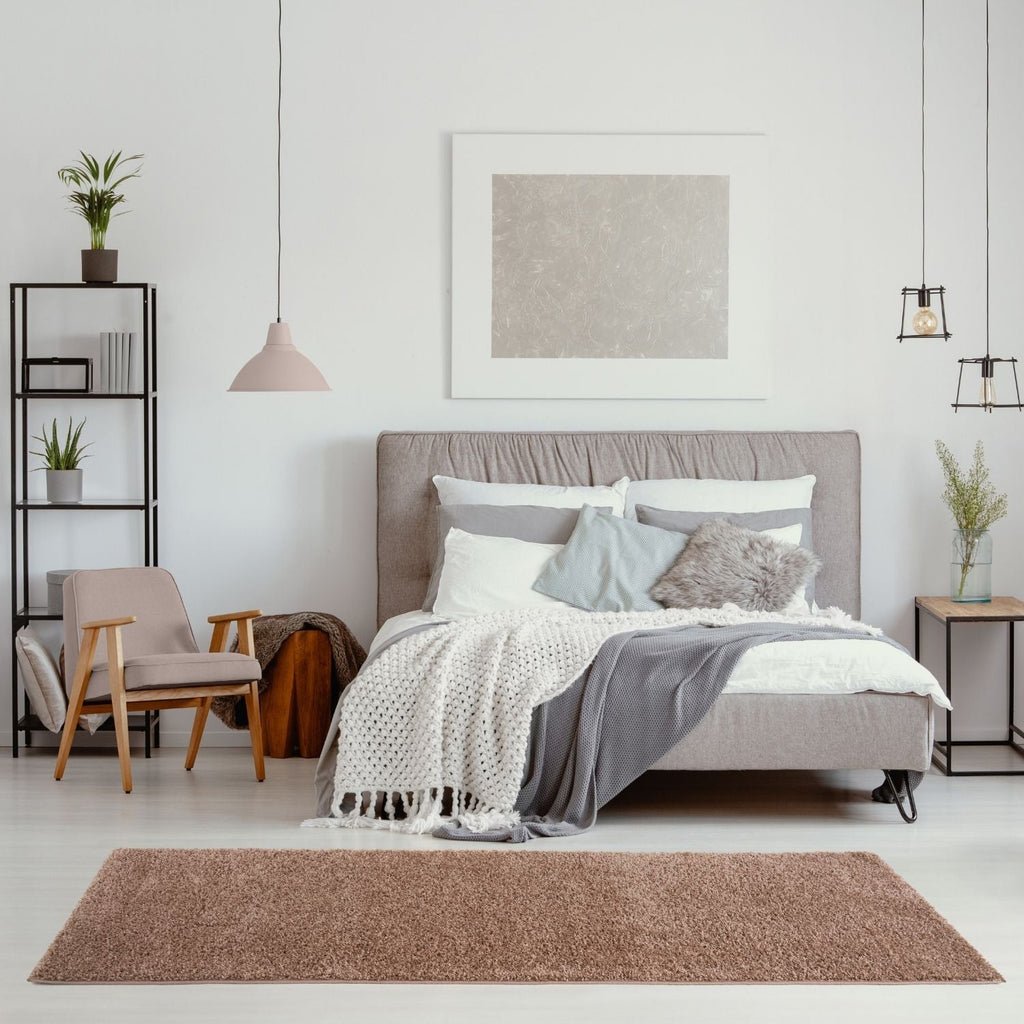 Solid Beige Shaggy Rug