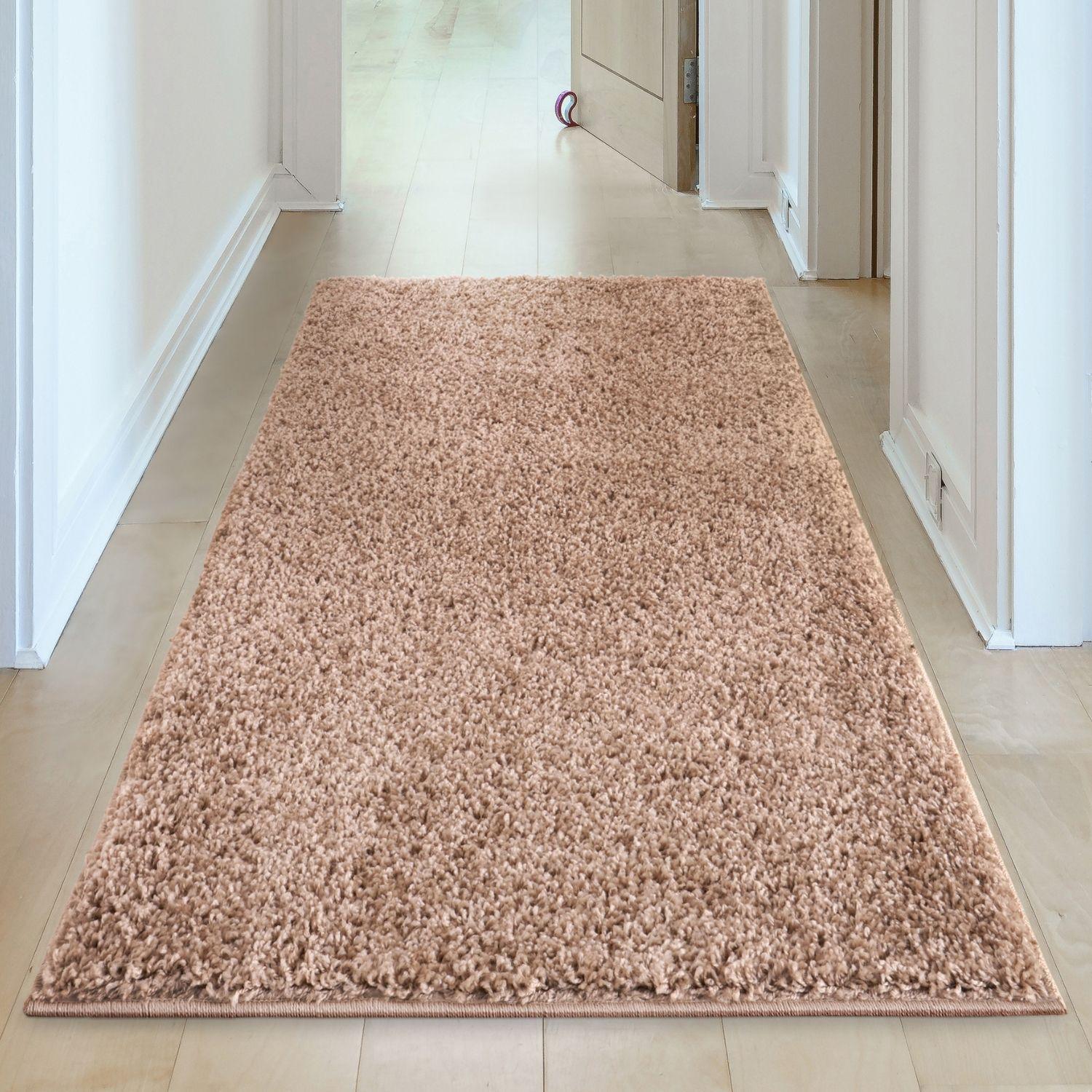 Solid Beige Shaggy Rug