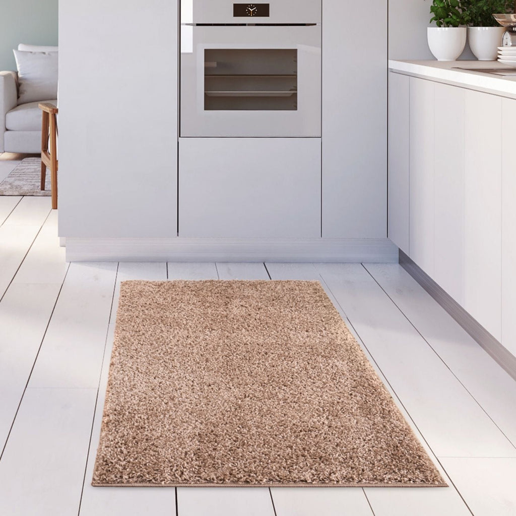 Solid Beige Shaggy Rug