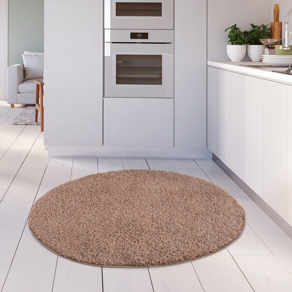 Solid Beige Shaggy Rug