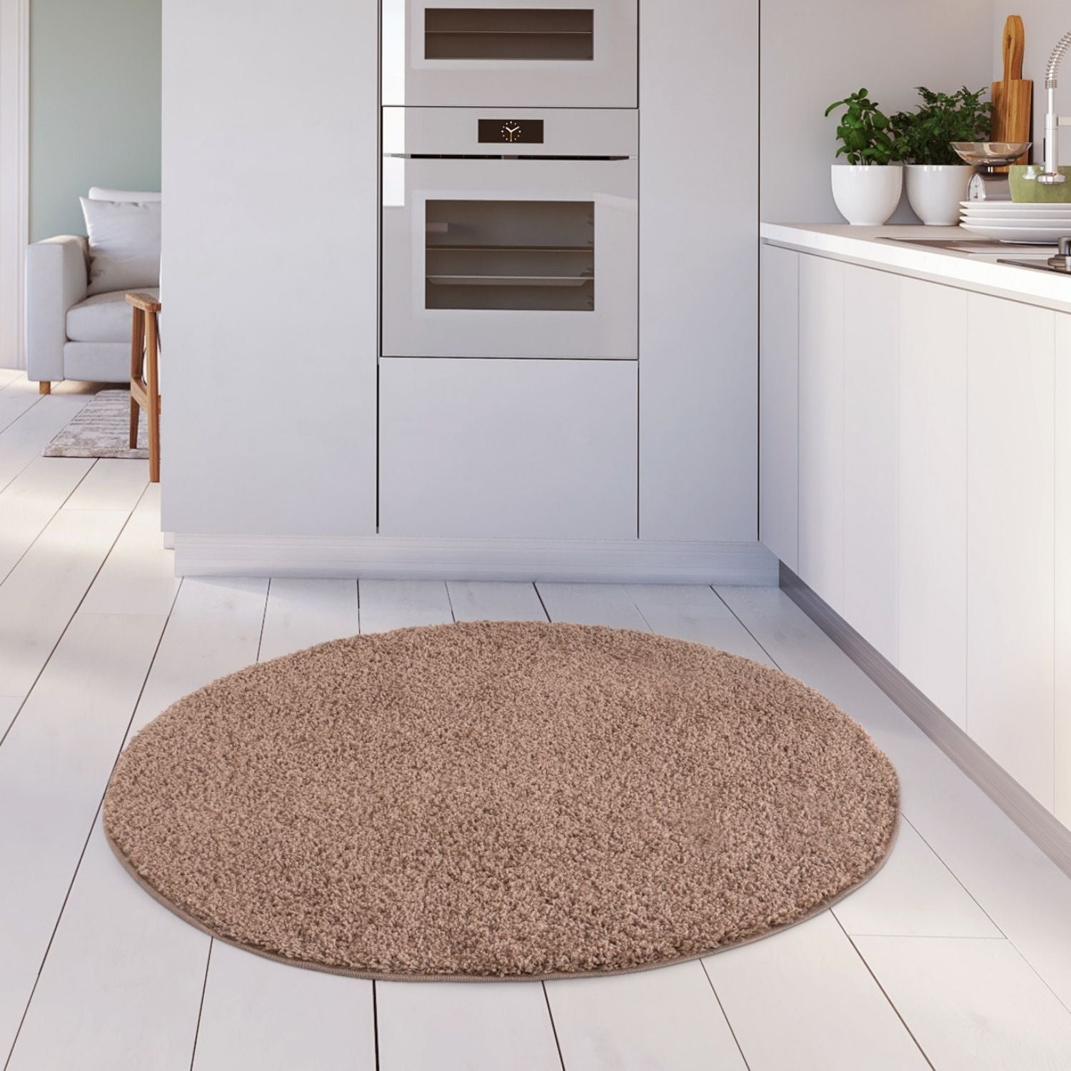 Solid Beige Shaggy Rug