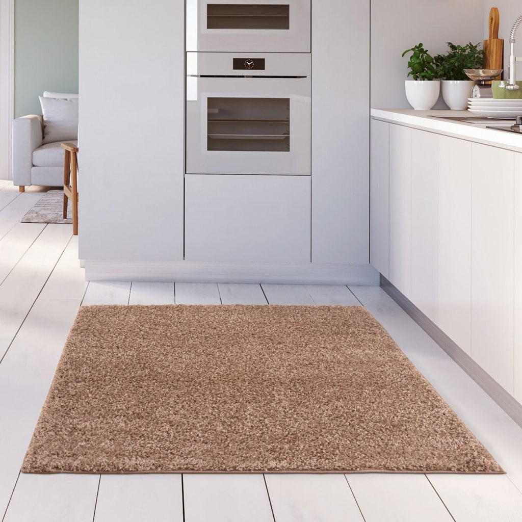 Solid Beige Shaggy Rug