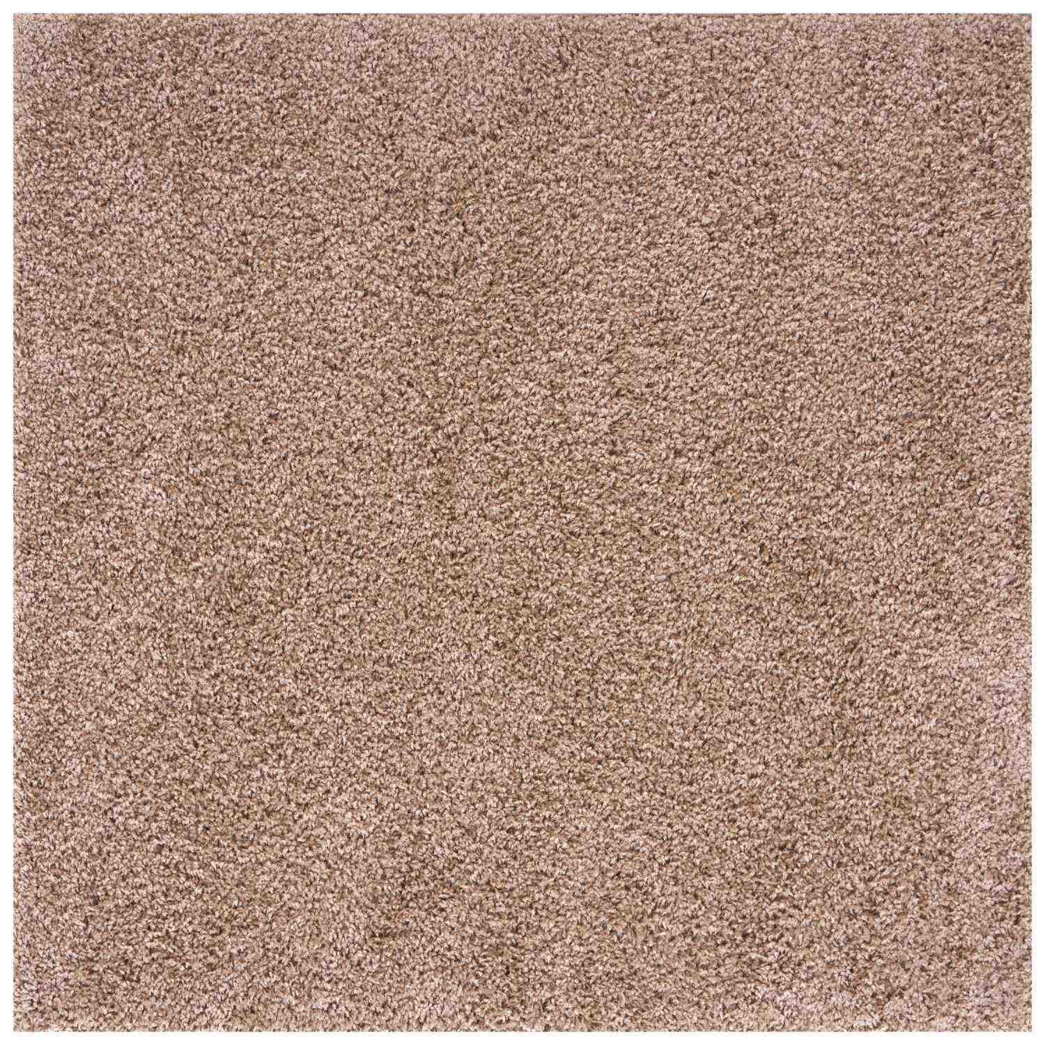Solid Beige Shaggy Rug 120X120 cm