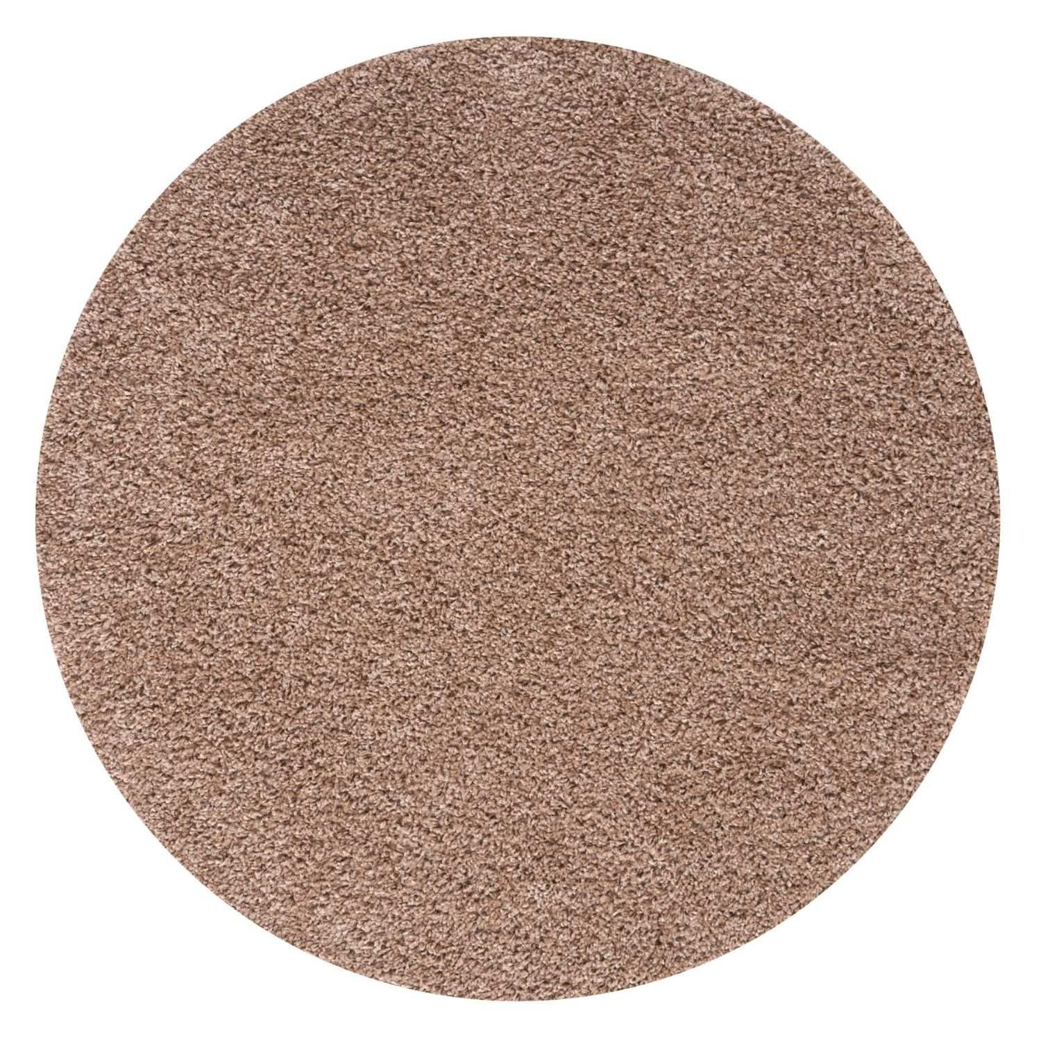 Solid Beige Shaggy Rug Ø 120 cm