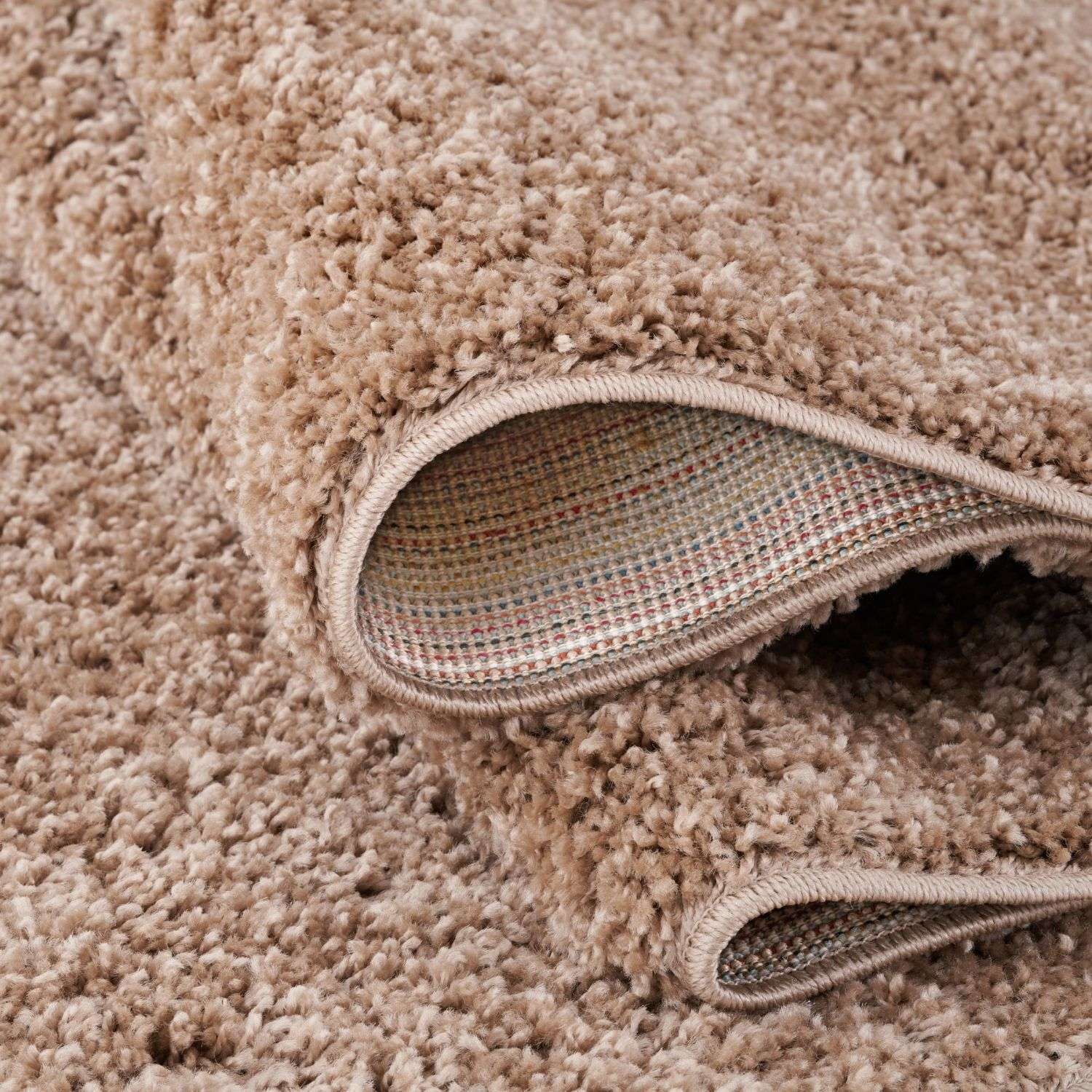 Solid Beige Shaggy Rug